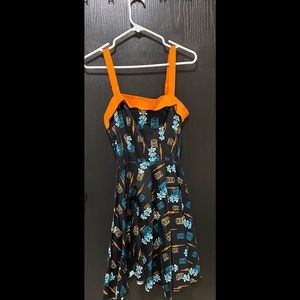 Pinup Couture orange/navy tiki dress